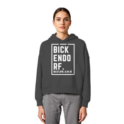Bickendorf Koordinaten (großer Druck auf der Brust) - Womens Organic Boxcut Hoodie