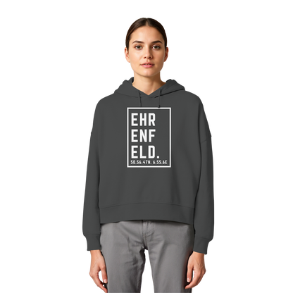 Ehrenfeld Koordinaten (großer Druck auf der Brust) - Womens Organic Boxcut Hoodie