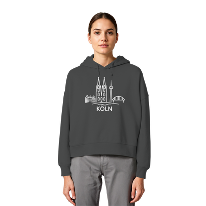 Köln Skyline (großer Druck auf der Brust) - Womens Organic Boxcut Hoodie