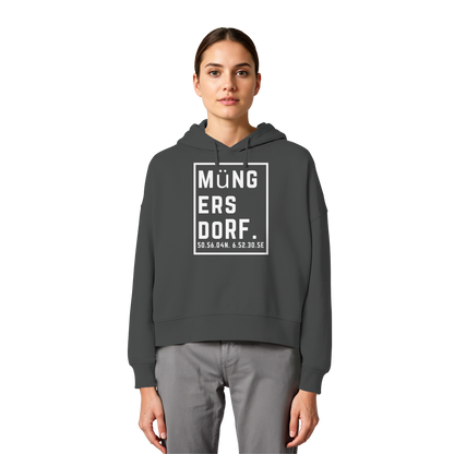 Müngersdorf Koordinaten (großer Druck auf der Brust) - Womens Organic Boxcut Hoodie