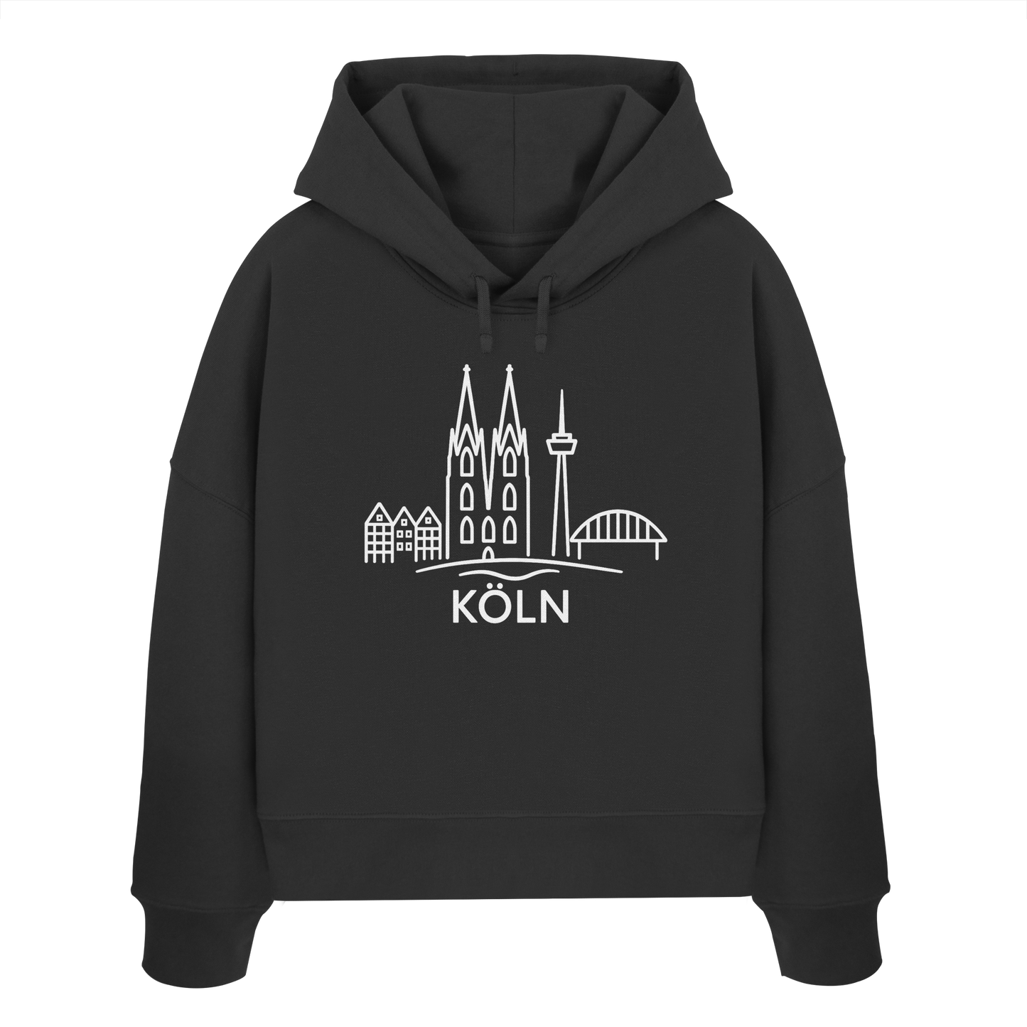 Köln Skyline (großer Druck auf der Brust) - Womens Organic Boxcut Hoodie