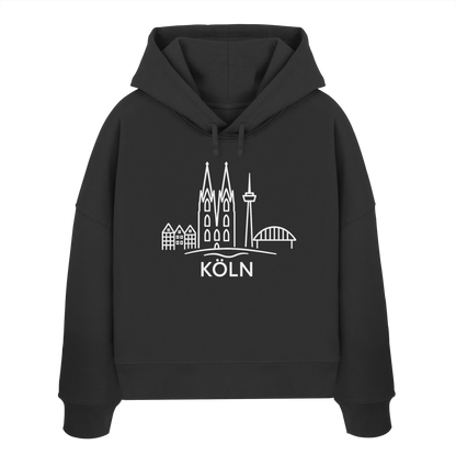 Köln Skyline (großer Druck auf der Brust) - Womens Organic Boxcut Hoodie