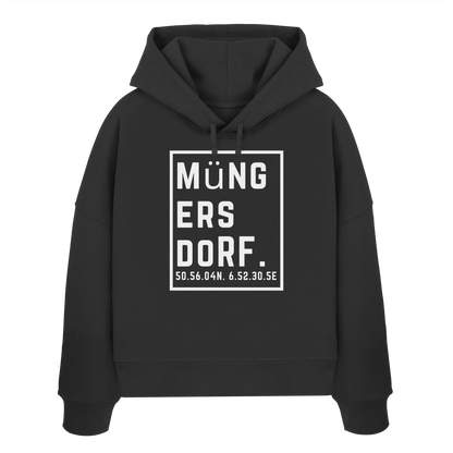 Müngersdorf Koordinaten (großer Druck auf der Brust) - Womens Organic Boxcut Hoodie