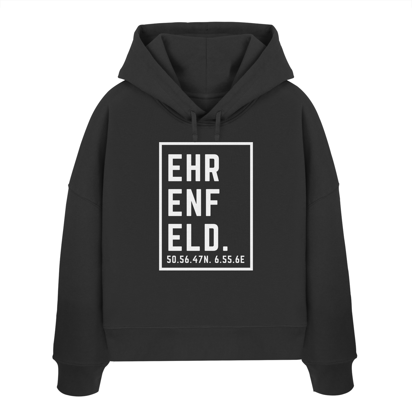 Ehrenfeld Koordinaten (großer Druck auf der Brust) - Womens Organic Boxcut Hoodie