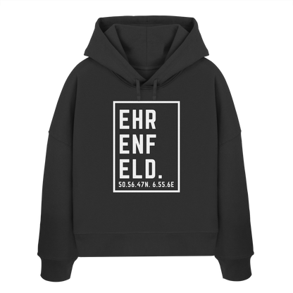 Ehrenfeld Koordinaten (großer Druck auf der Brust) - Womens Organic Boxcut Hoodie