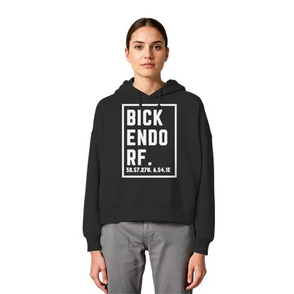 Bickendorf Koordinaten (großer Druck auf der Brust) - Womens Organic Boxcut Hoodie