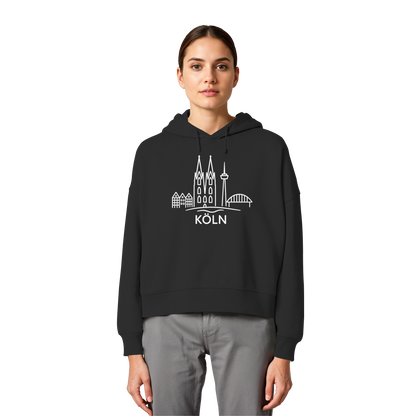 Köln Skyline (großer Druck auf der Brust) - Womens Organic Boxcut Hoodie