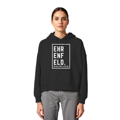 Ehrenfeld Koordinaten (großer Druck auf der Brust) - Womens Organic Boxcut Hoodie