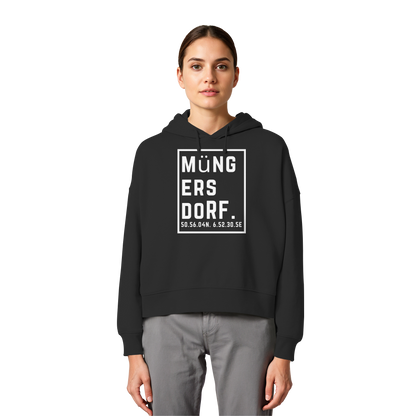 Müngersdorf Koordinaten (großer Druck auf der Brust) - Womens Organic Boxcut Hoodie
