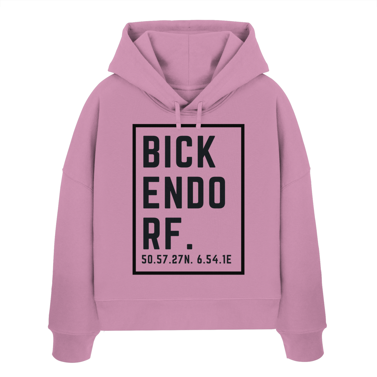 Bickendorf Koordinaten (großer Druck auf der Brust) - Womens Organic Boxcut Hoodie