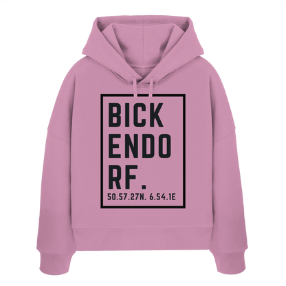 Bickendorf Koordinaten (großer Druck auf der Brust) - Womens Organic Boxcut Hoodie