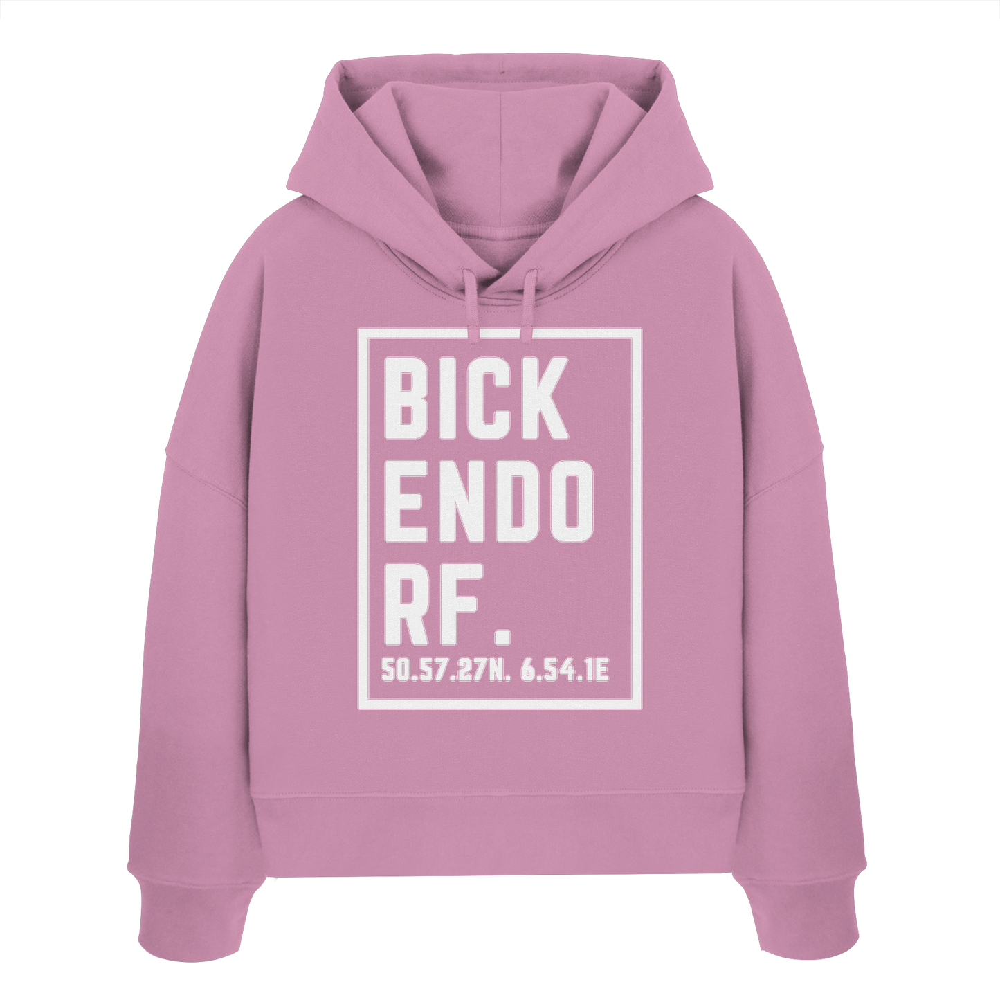 Bickendorf Koordinaten (großer Druck auf der Brust) - Womens Organic Boxcut Hoodie