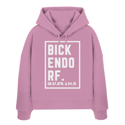 Bickendorf Koordinaten (großer Druck auf der Brust) - Womens Organic Boxcut Hoodie