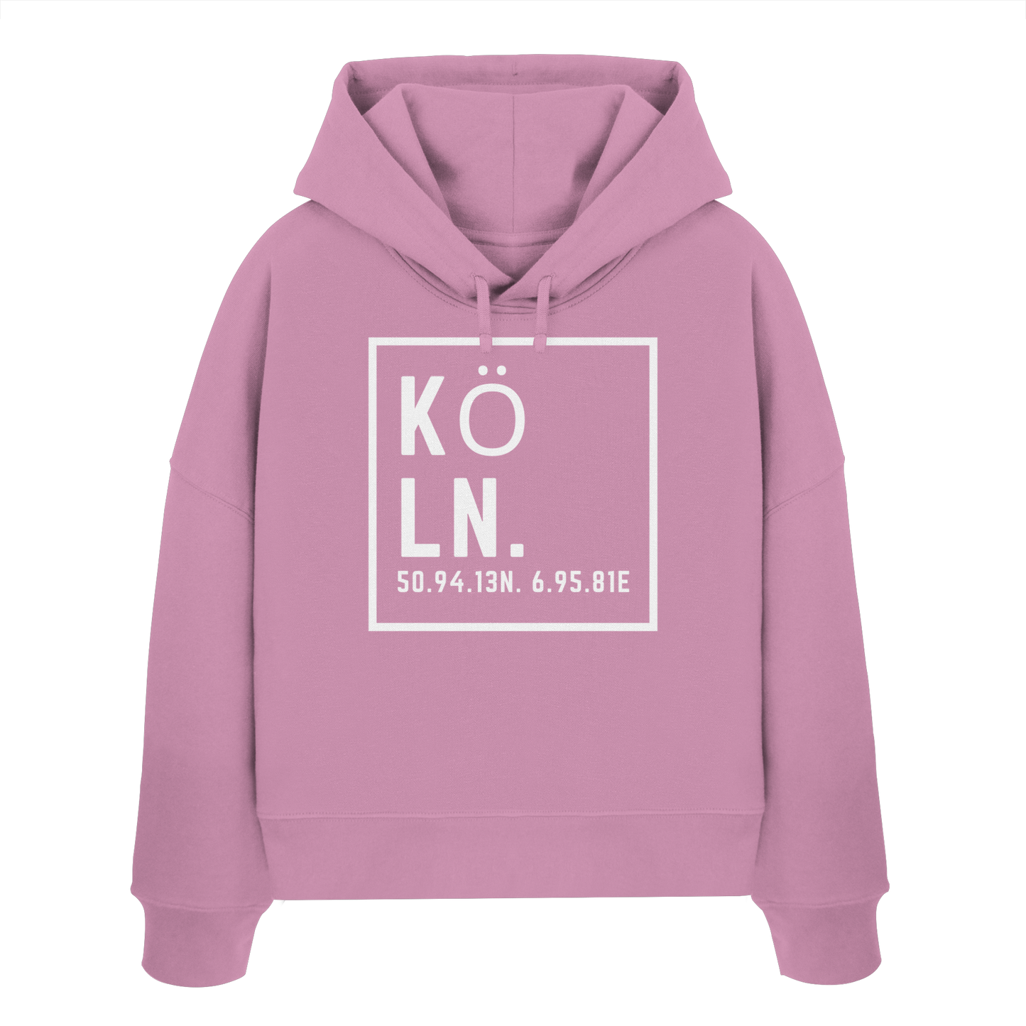 Köln Koordinaten (großer Druck auf der Brust) - Womens Organic Boxcut Hoodie