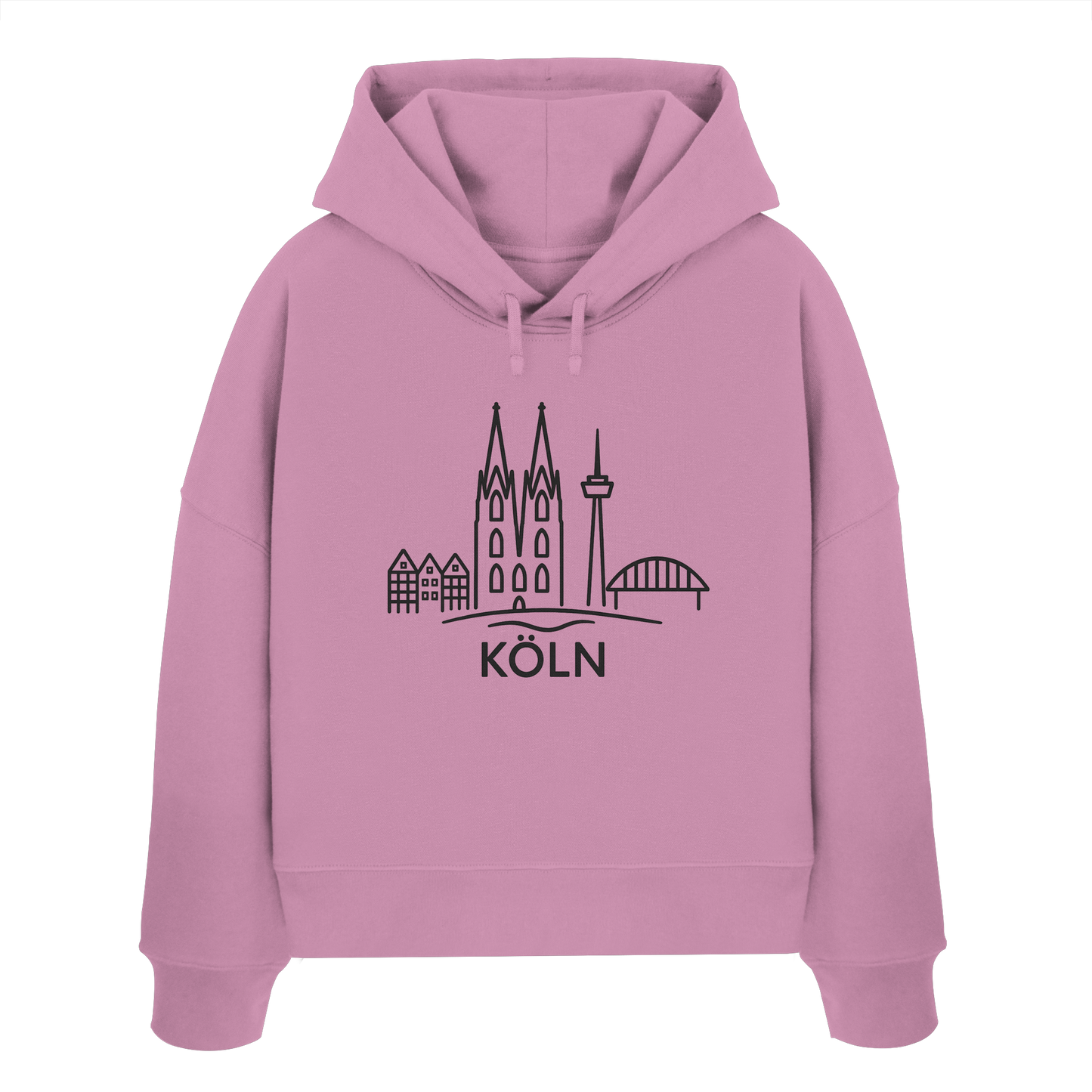 Köln Skyline (großer Druck auf der Brust) - Womens Organic Boxcut Hoodie