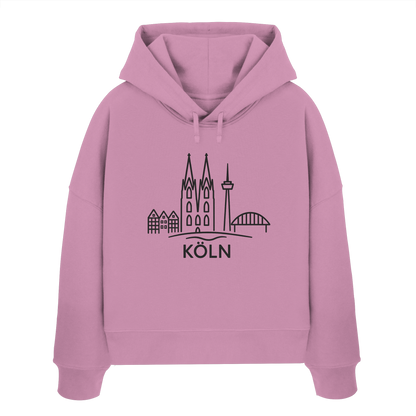Köln Skyline (großer Druck auf der Brust) - Womens Organic Boxcut Hoodie