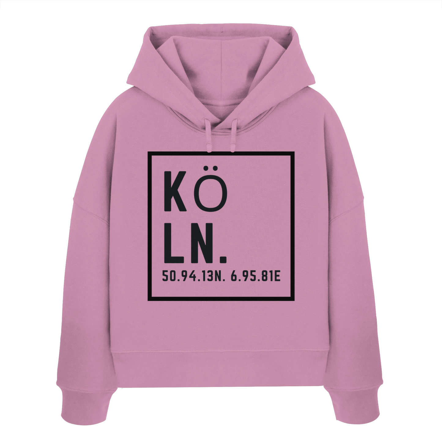 Köln Koordinaten (großer Druck auf der Brust) - Womens Organic Boxcut Hoodie