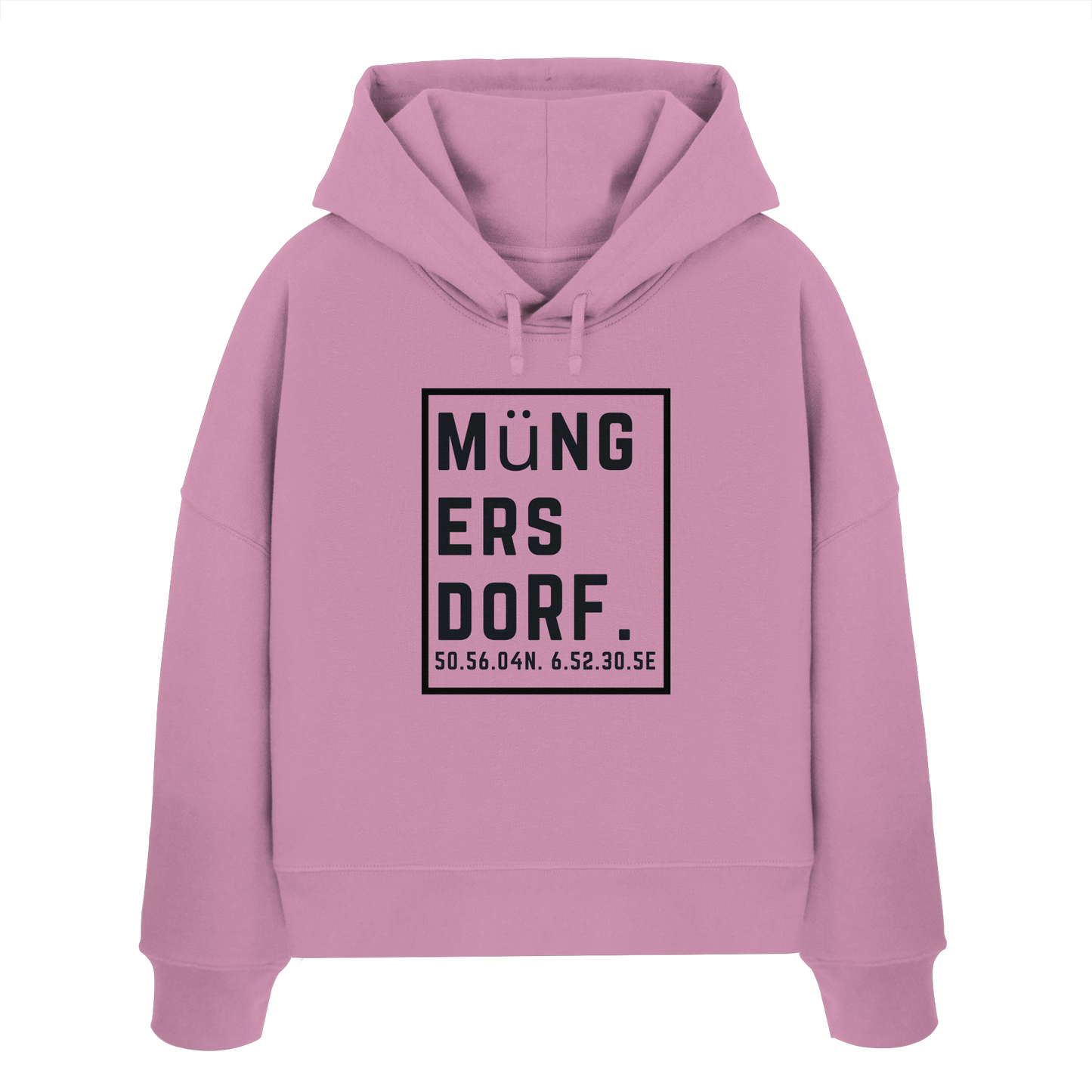 Müngersdorf Koordinaten (großer Druck auf der Brust) - Womens Organic Boxcut Hoodie
