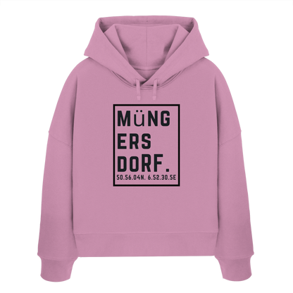 Müngersdorf Koordinaten (großer Druck auf der Brust) - Womens Organic Boxcut Hoodie