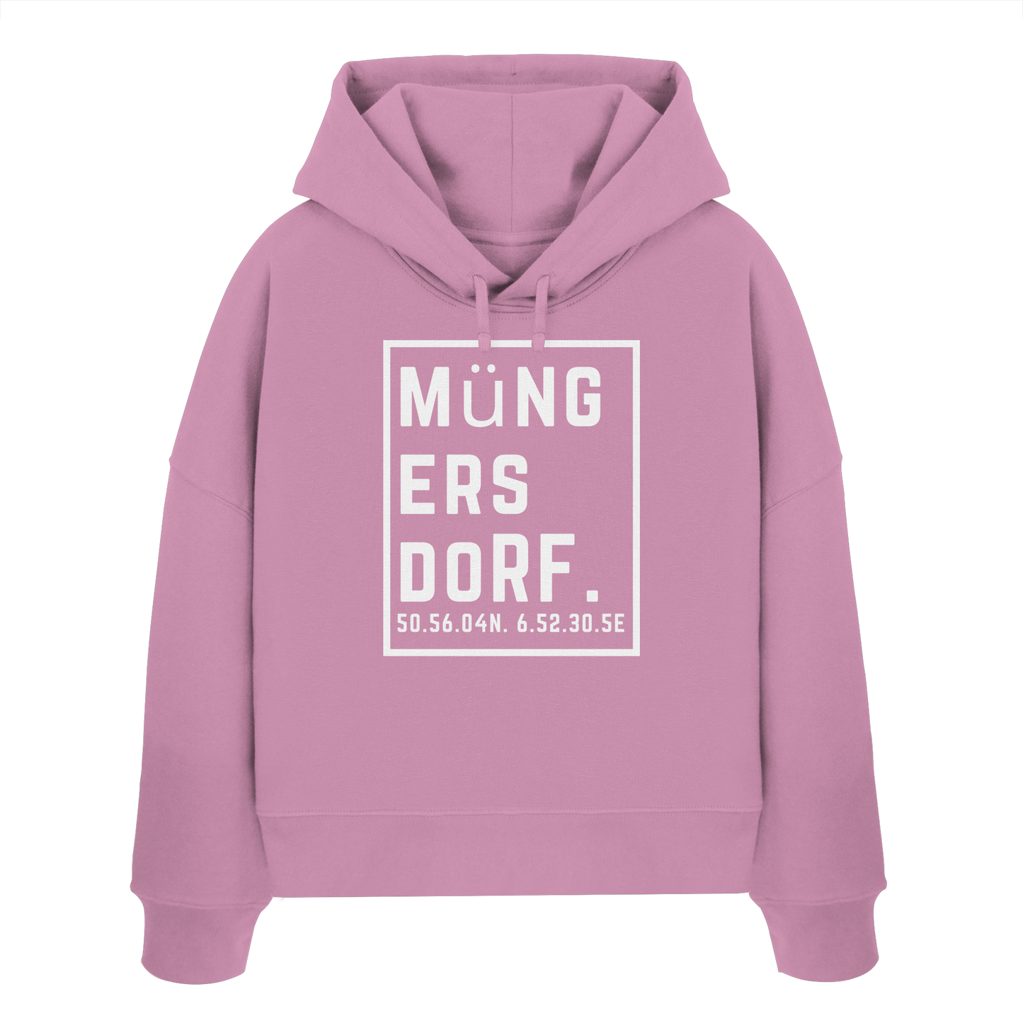 Müngersdorf Koordinaten (großer Druck auf der Brust) - Womens Organic Boxcut Hoodie