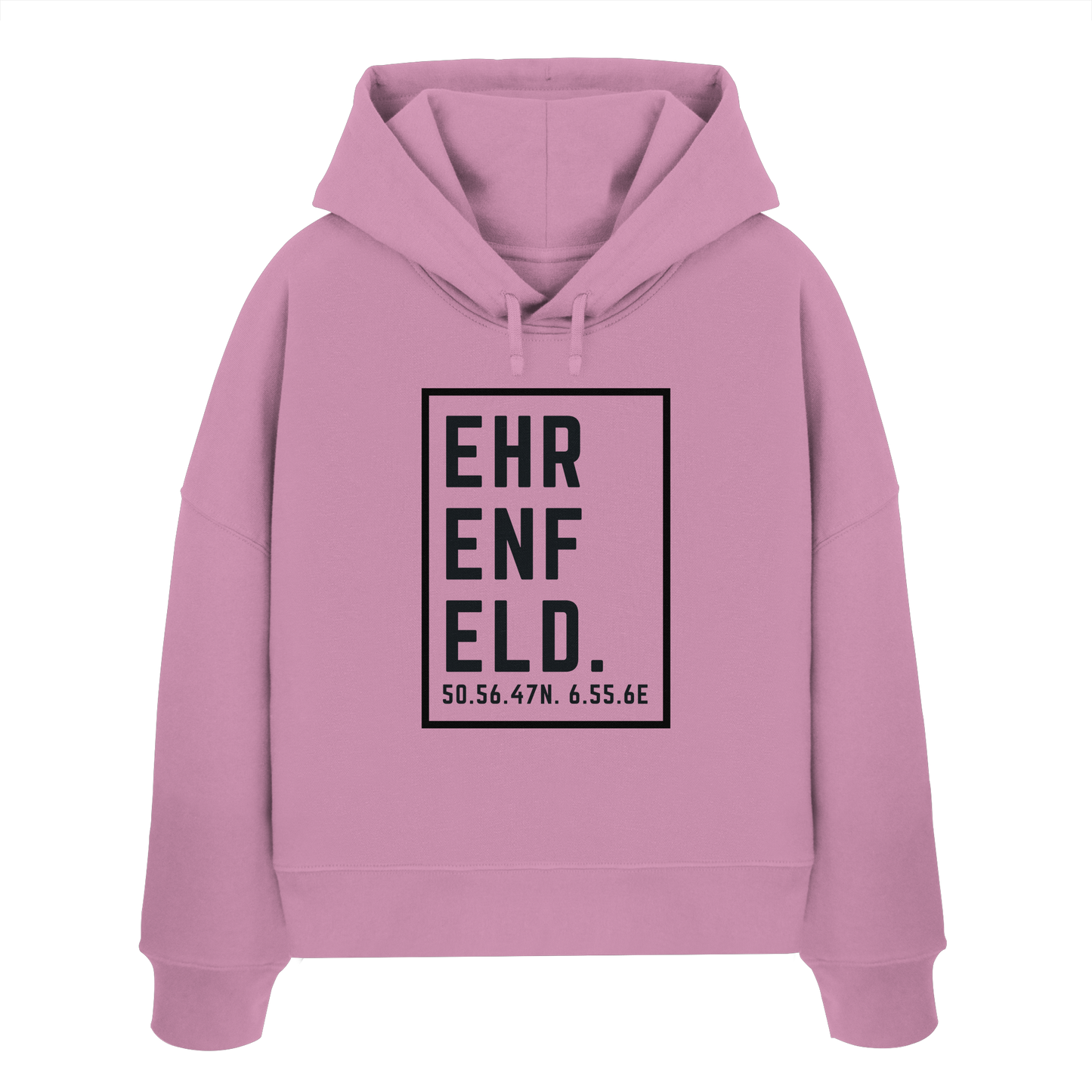 Ehrenfeld Koordinaten (großer Druck auf der Brust) - Womens Organic Boxcut Hoodie