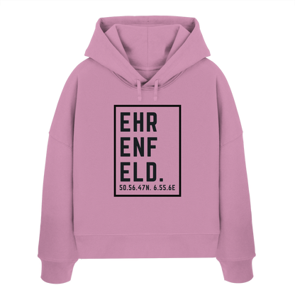 Ehrenfeld Koordinaten (großer Druck auf der Brust) - Womens Organic Boxcut Hoodie