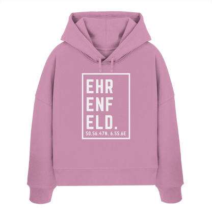 Ehrenfeld Koordinaten (großer Druck auf der Brust) - Womens Organic Boxcut Hoodie