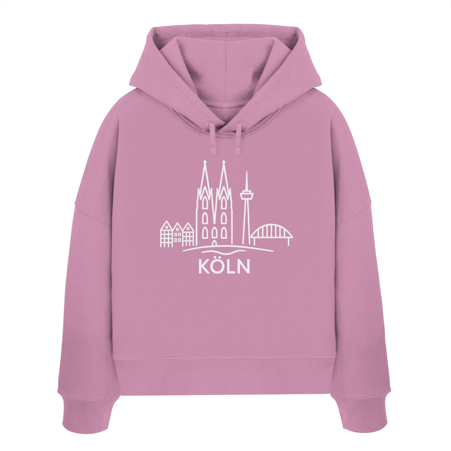 Köln Skyline (großer Druck auf der Brust) - Womens Organic Boxcut Hoodie