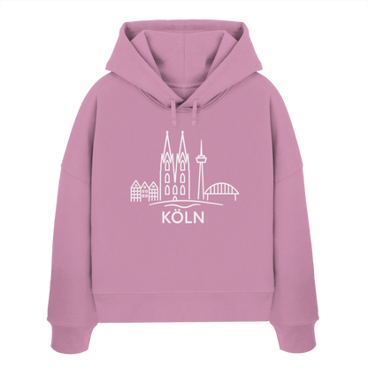 Köln Skyline (großer Druck auf der Brust) - Womens Organic Boxcut Hoodie