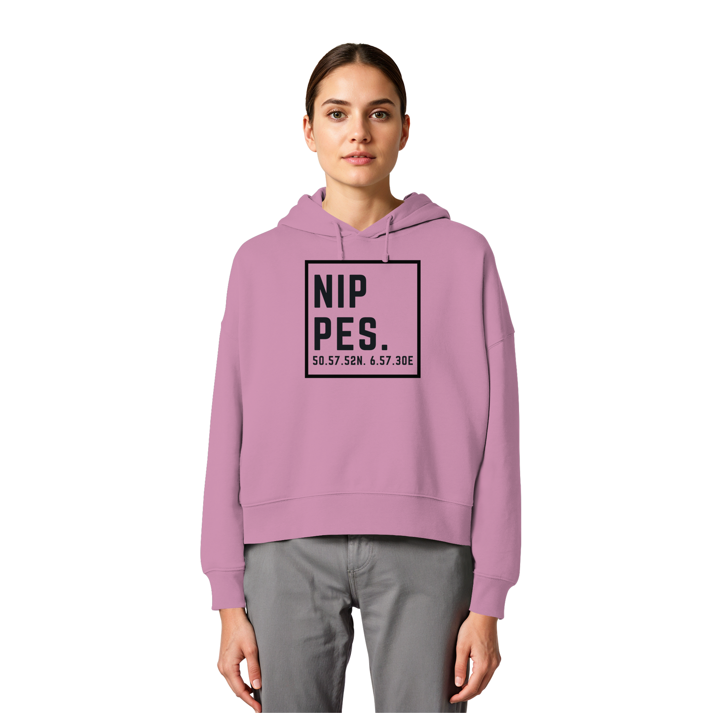 Nippes Koordinaten (großer Druck auf der Brust) - Womens Organic Boxcut Hoodie