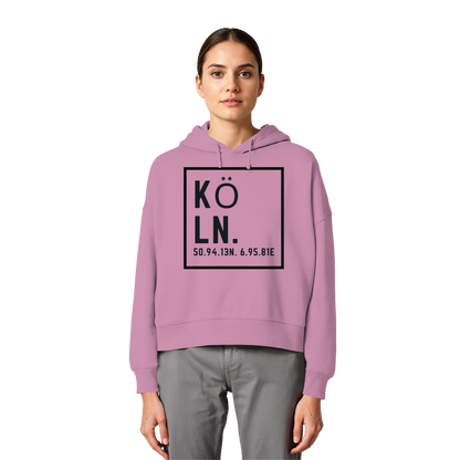 Köln Koordinaten (großer Druck auf der Brust) - Womens Organic Boxcut Hoodie