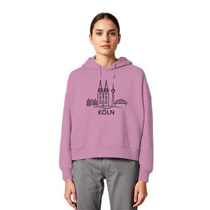 Köln Skyline (großer Druck auf der Brust) - Womens Organic Boxcut Hoodie