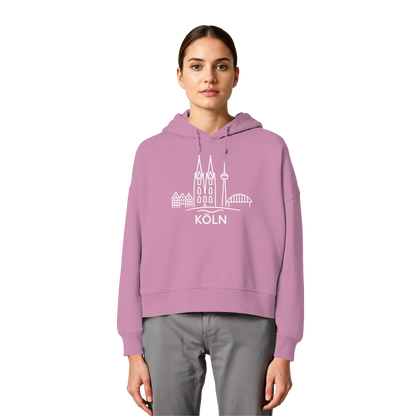 Köln Skyline (großer Druck auf der Brust) - Womens Organic Boxcut Hoodie