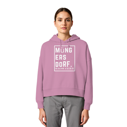 Müngersdorf Koordinaten (großer Druck auf der Brust) - Womens Organic Boxcut Hoodie