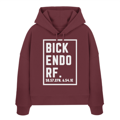 Bickendorf Koordinaten (großer Druck auf der Brust) - Womens Organic Boxcut Hoodie