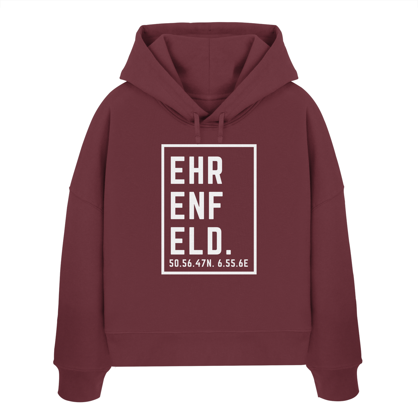Ehrenfeld Koordinaten (großer Druck auf der Brust) - Womens Organic Boxcut Hoodie
