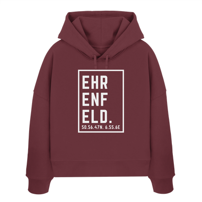Ehrenfeld Koordinaten (großer Druck auf der Brust) - Womens Organic Boxcut Hoodie