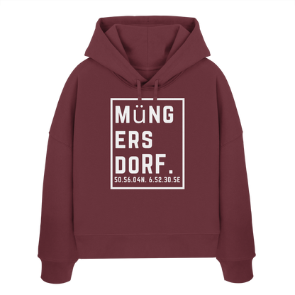 Müngersdorf Koordinaten (großer Druck auf der Brust) - Womens Organic Boxcut Hoodie