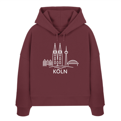 Köln Skyline (großer Druck auf der Brust) - Womens Organic Boxcut Hoodie