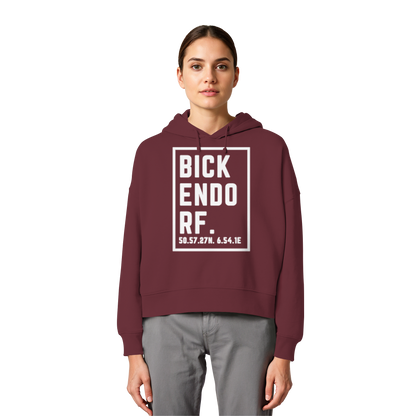 Bickendorf Koordinaten (großer Druck auf der Brust) - Womens Organic Boxcut Hoodie