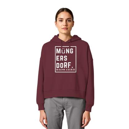 Müngersdorf Koordinaten (großer Druck auf der Brust) - Womens Organic Boxcut Hoodie