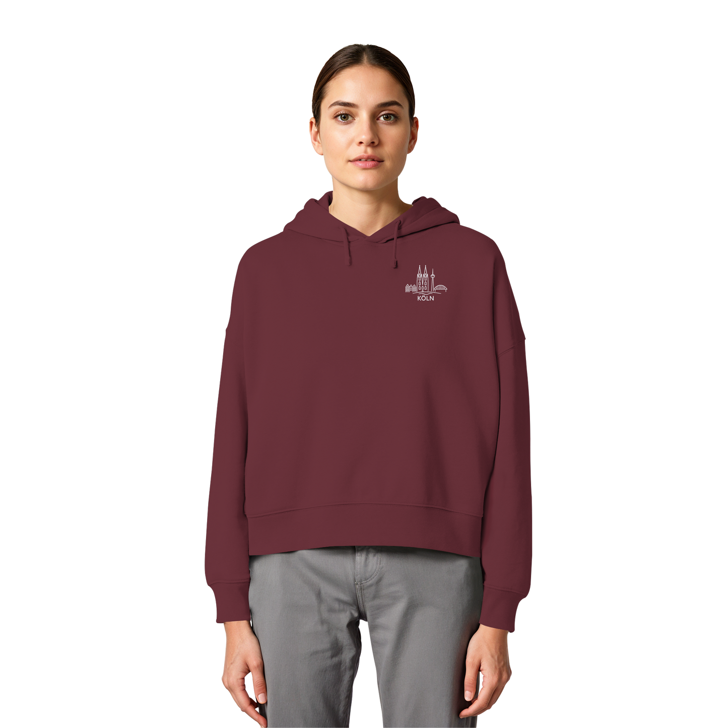 Köln Skyline Stick - Womens Organic Boxcut Hoodie