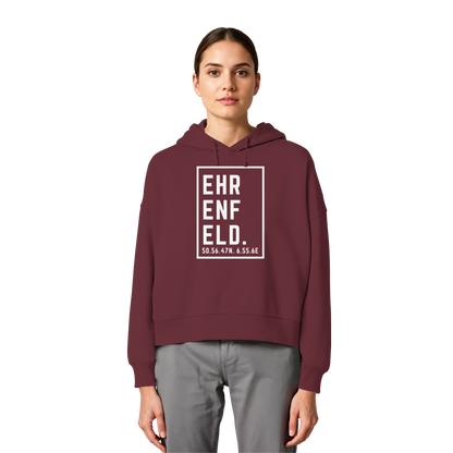 Ehrenfeld Koordinaten (großer Druck auf der Brust) - Womens Organic Boxcut Hoodie