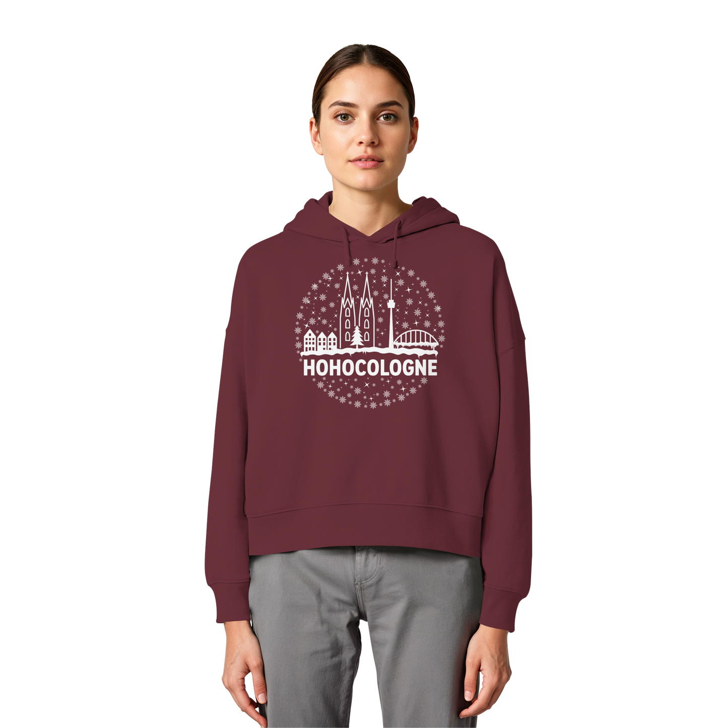 HOHOCologne Druck - Womens Organic Boxcut Hoodie
