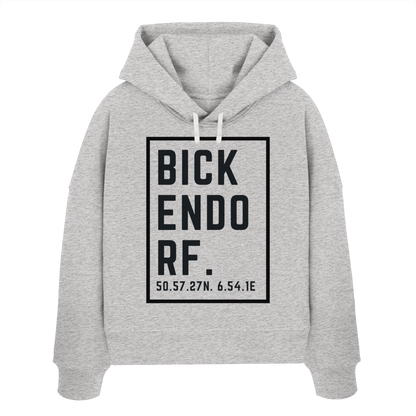 Bickendorf Koordinaten (großer Druck auf der Brust) - Womens Organic Boxcut Hoodie