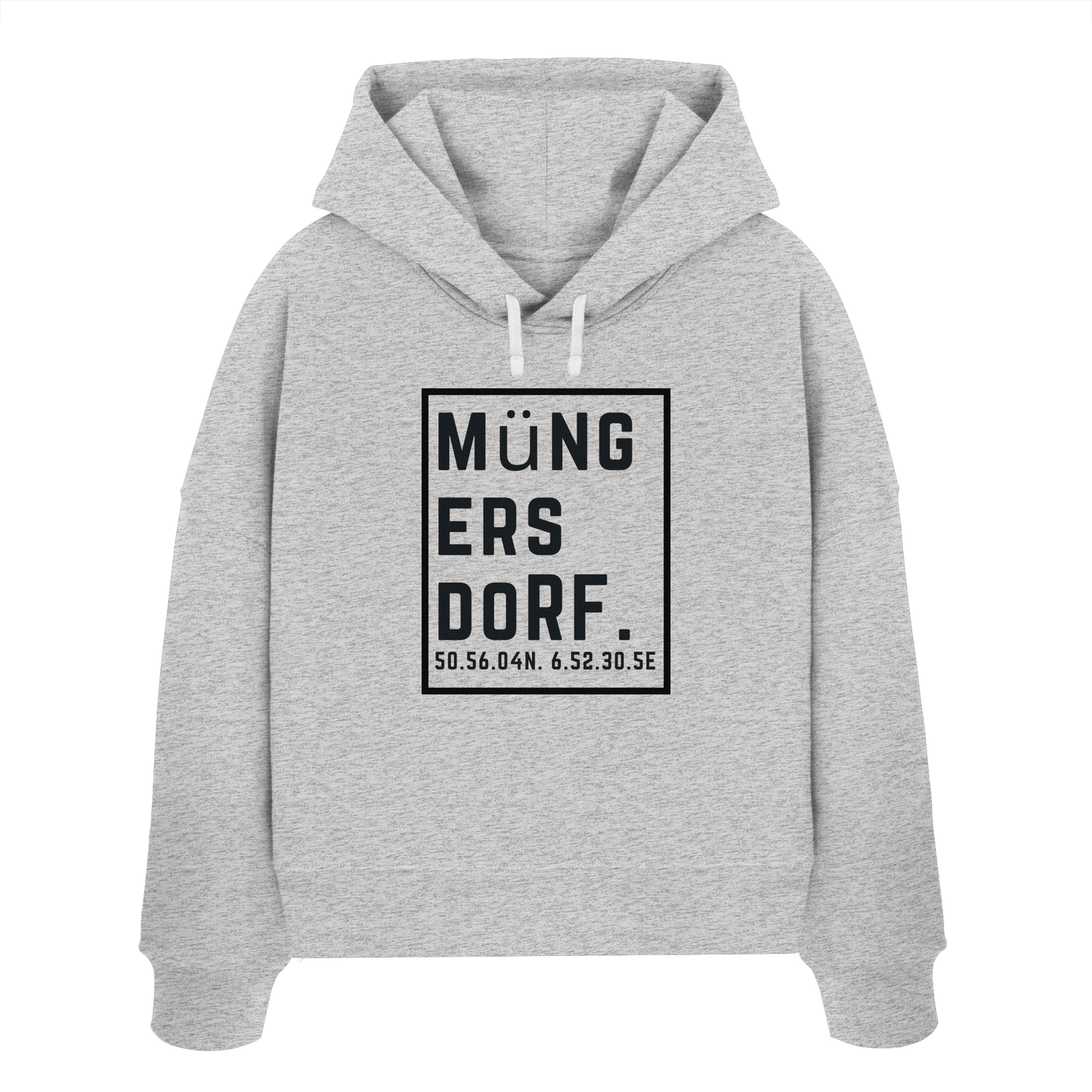 Müngersdorf Koordinaten (großer Druck auf der Brust) - Womens Organic Boxcut Hoodie