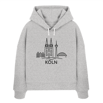 Köln Skyline (großer Druck auf der Brust) - Womens Organic Boxcut Hoodie