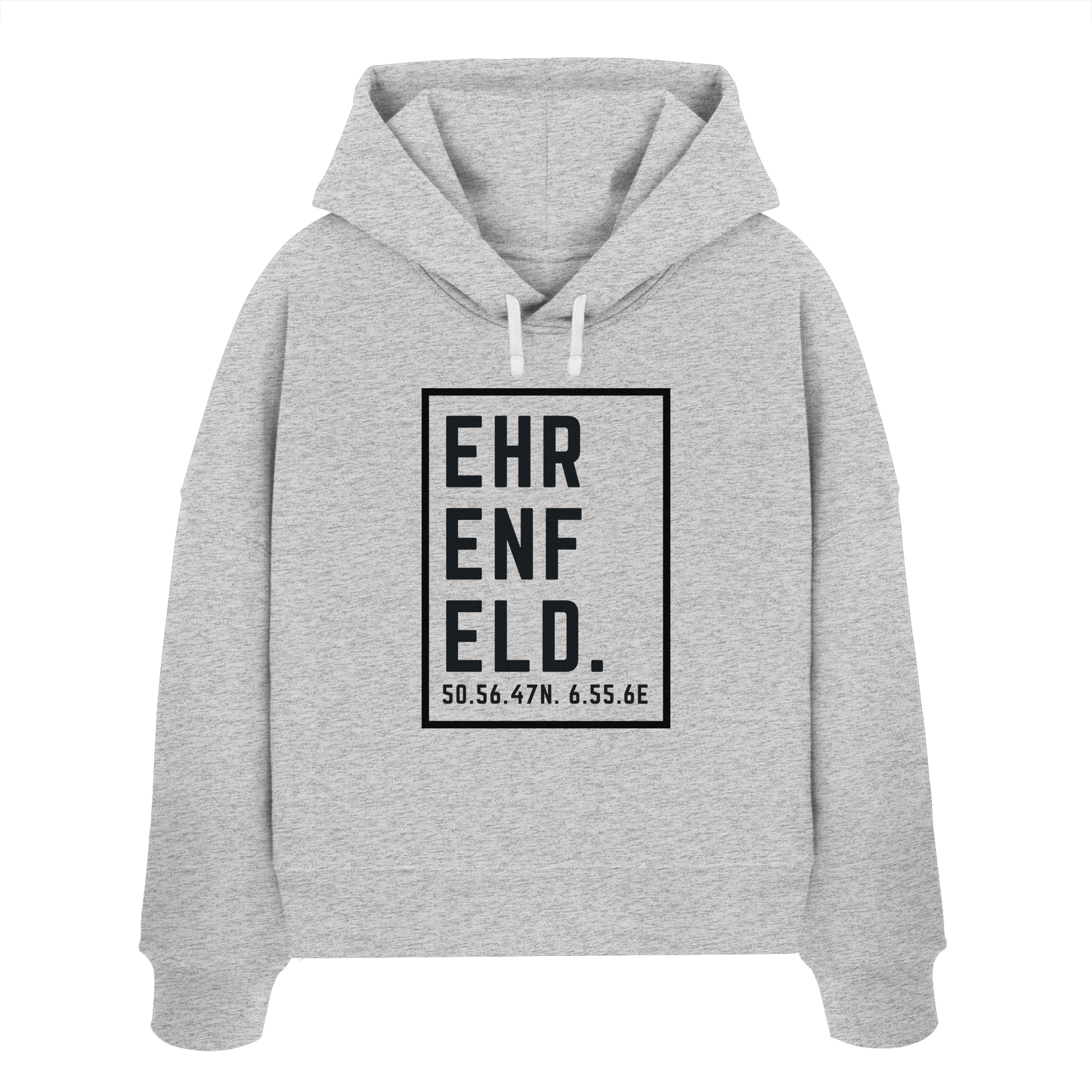 Ehrenfeld Koordinaten (großer Druck auf der Brust) - Womens Organic Boxcut Hoodie