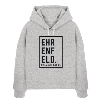 Ehrenfeld Koordinaten (großer Druck auf der Brust) - Womens Organic Boxcut Hoodie