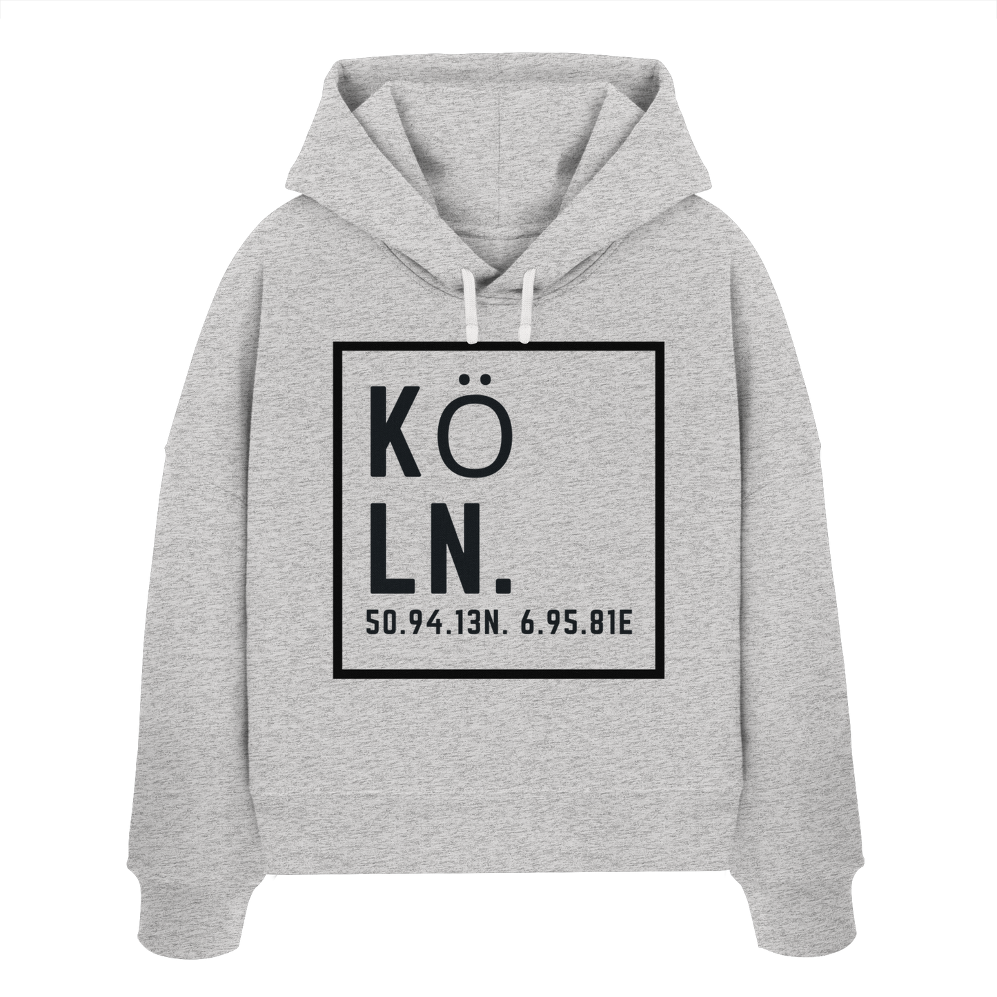 Köln Koordinaten (großer Druck auf der Brust) - Womens Organic Boxcut Hoodie